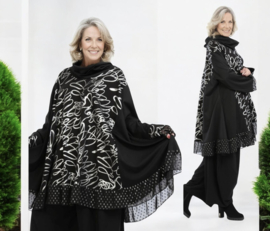 AKH oversized viscose A-lijn tuniek  apart zwart/silver stretch