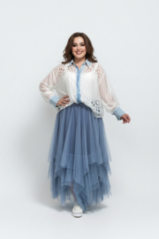 S.Woman oversized tencel/katoen blouse/hemd/geborduurd