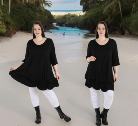 AKH jersey  viscose A-lijn tuniek/jurk apart stretch  zwart