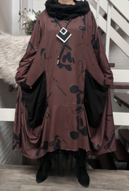 dYb viscose  A-lijn jurk met capuchon stretch