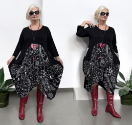 Vincenzo Allocca oversized katoen A-lijn jurk apart zwart stretch