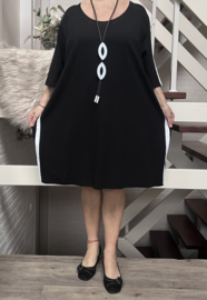 Ophilia viscose  jurk/tuniek  met bis stretch zwart/wit