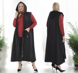 Divas planet oversized mouwloze  A-lijn blazer met ritssluiting zwart/strtech