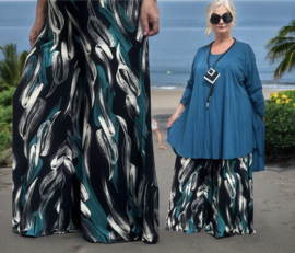 ITALY Mode jersey viscose  wijde broek apart /zeer rekbaar