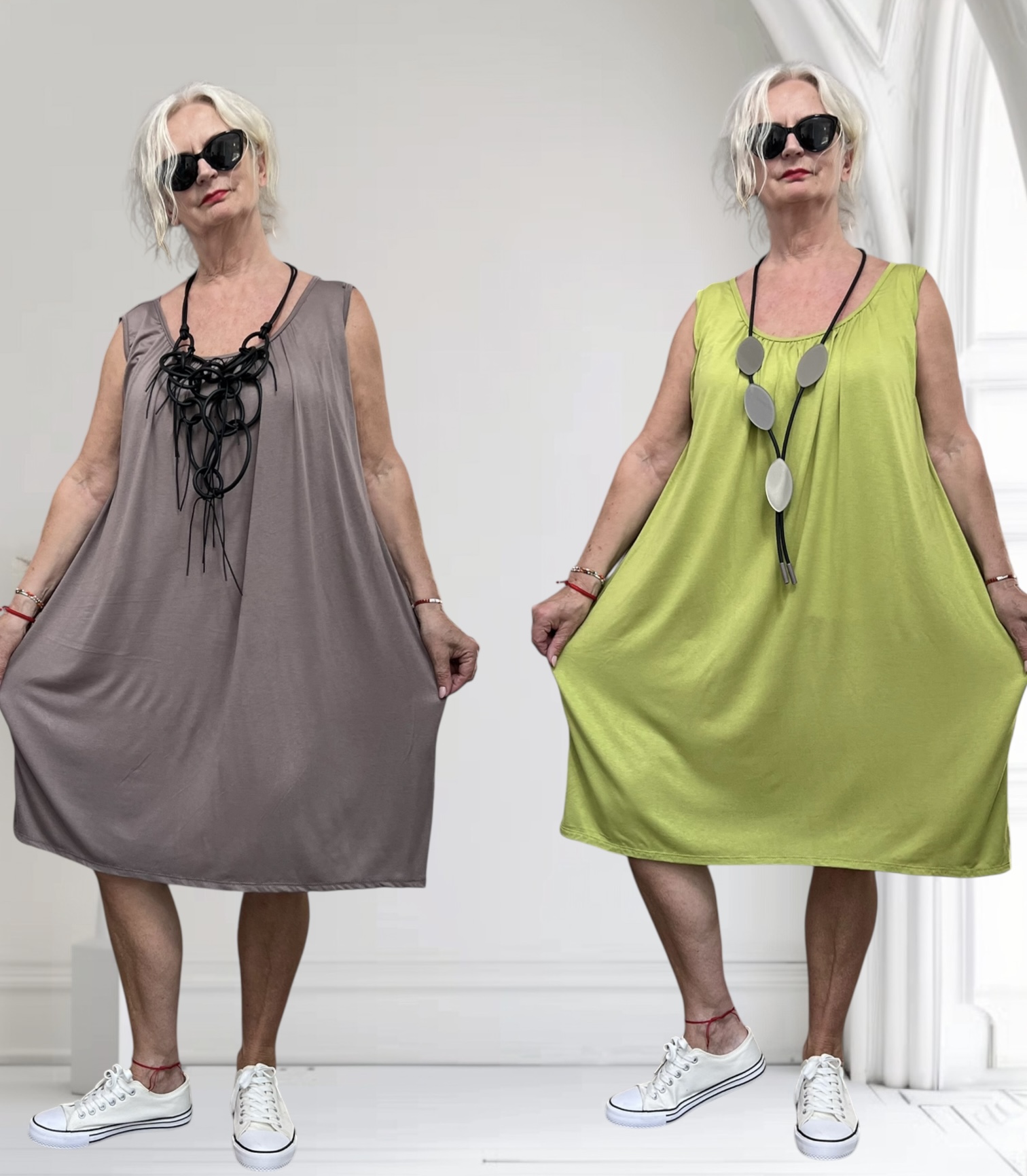 ITALIA viscose zomer jurk apart stretch/in meerdere kleuren
