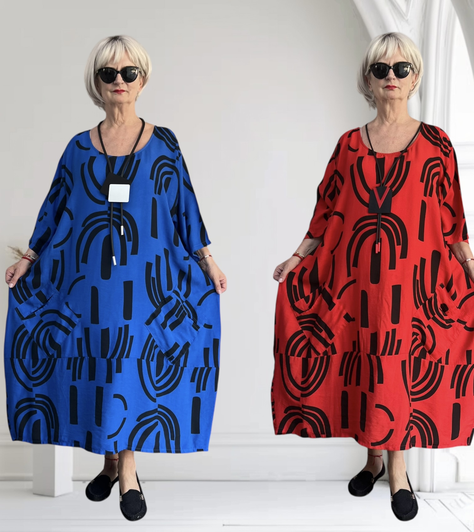 MB Germany viscose A-lijn jurk met zakken/in meerdere kleuren