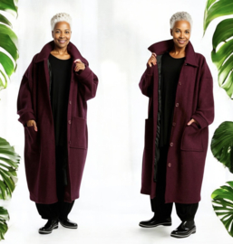 AKH oversized lange wollen winterjas/mantel  gevoerd