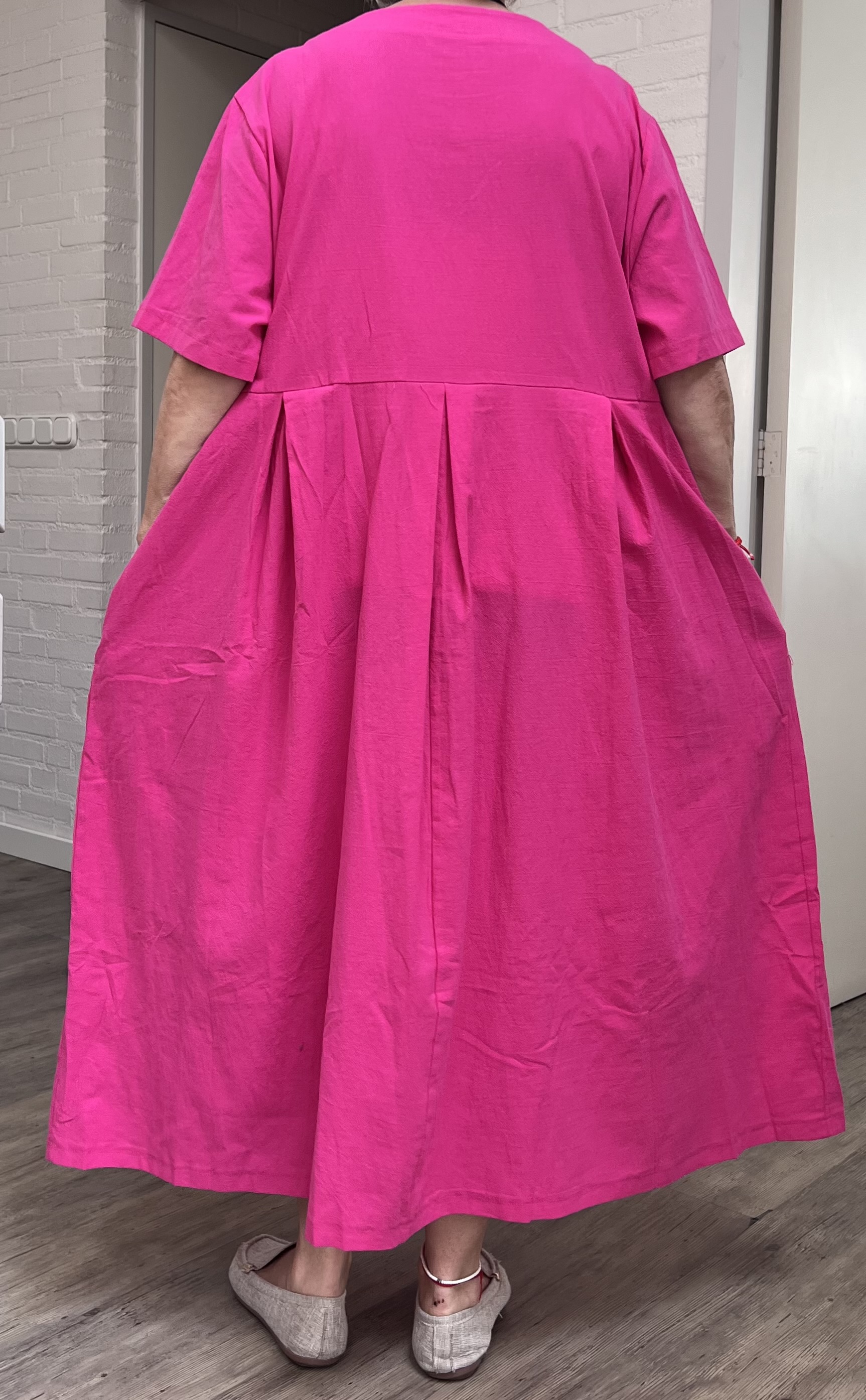 ITALIA  MODA  linnen/viscose wijde jurk met zakken apart