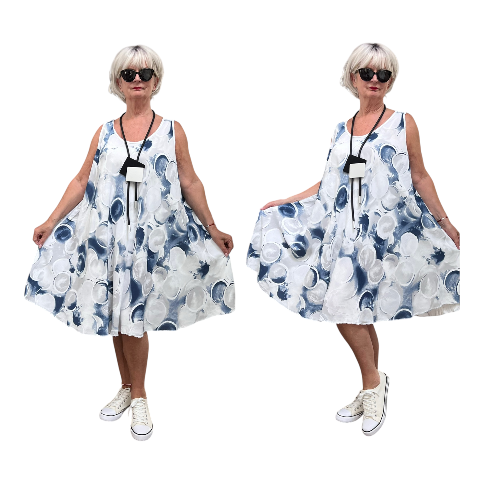 ITALIA oversized viscose A-lijn zomer jurk