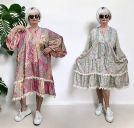 ITALIA MODA viscose/zijde BOHO A-lijn jurk /in meerdere kleuren