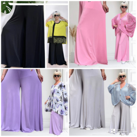 ITALY Mode jersey viscose  wijde broek apart /zeer rekbaar//in meerdere kleuren