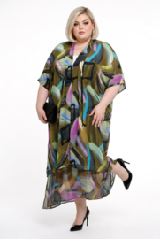 DIVAS PLANET oversized viscose jurk  met inzet van tule