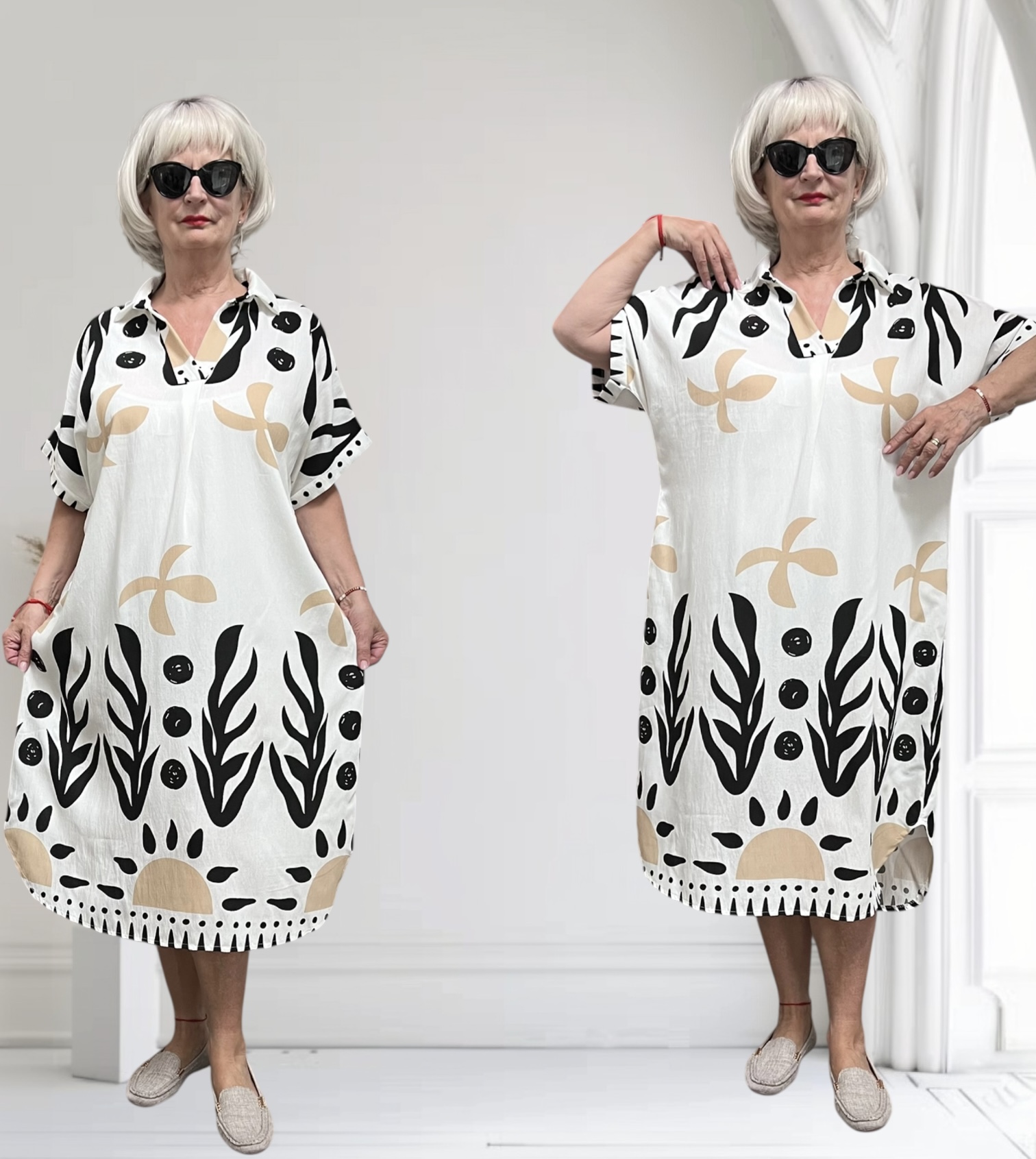 ITALIA MODA oversized visccose zomer jurk apart