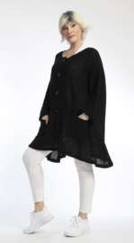 AKH gebreide oversized bouclé  A-lijn vest/blazer apart stretch