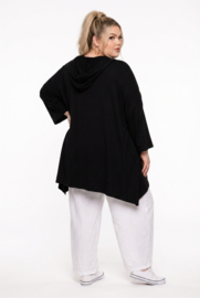 R.A.F.A.Y viscose A-lijn tuniek/blazer met capuchon en ritssluiting stretch zwart 