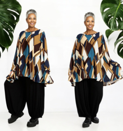 AKH viscose oversized A-lijn tuniek/top met zakken apart stretch