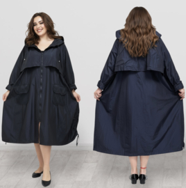 Zedd Plus oversized waterbestendig tussenjas donkerblauw