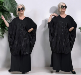 BLACK H-4 oversized chique viscose vest/tuniek apart zwart