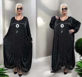 Divas planet viscose A-lijn jurk zwart