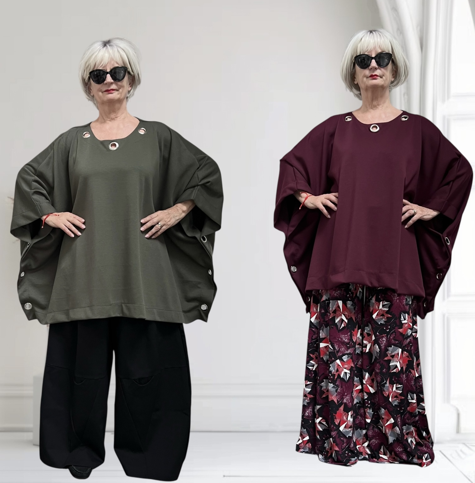 ITALIA MODA  oversized winter katoen tuniek/ poncho stretch /in meerdere kleuren