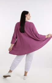 AKH gebreide oversized A-lijn katoen vest/blazer apart stretch