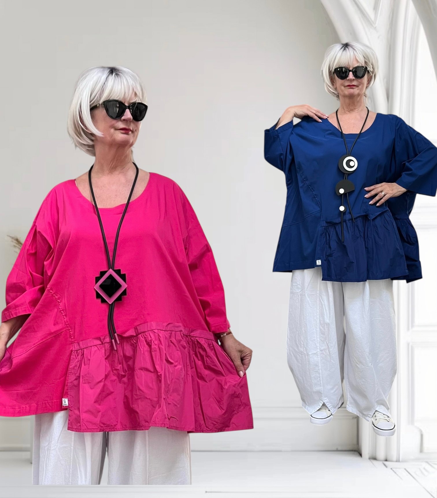 SINNE design.. A- lijn viscose tuniek met taft /stretch /in meerdere kleuren