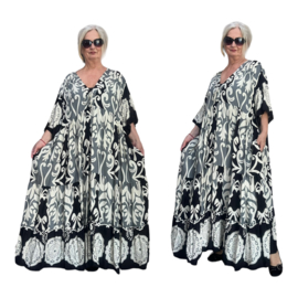 Vincenzo Allocca oversized viscose A-lijn jurk/tuniek apart zwart/grijs/wit