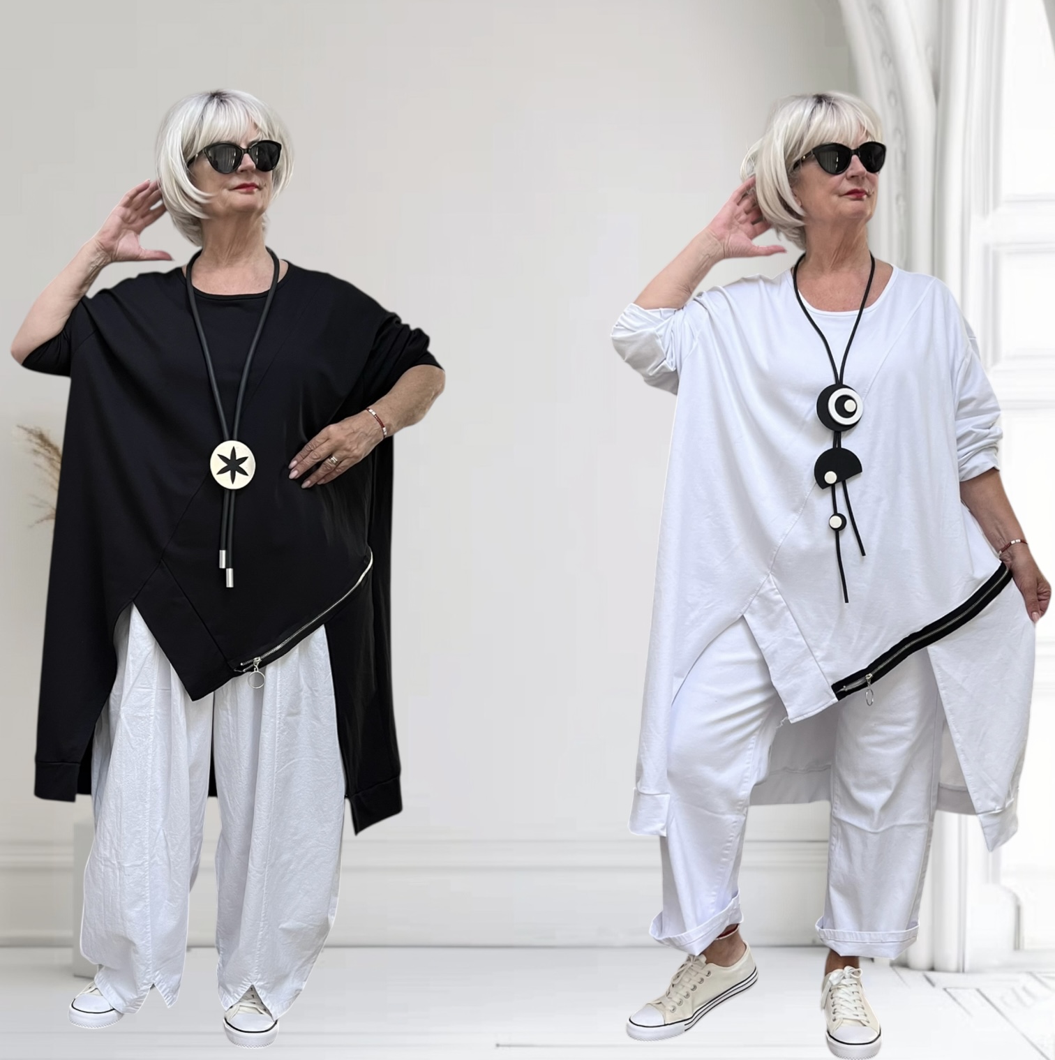 ITALIA MODA oversized katoen A-lijn tuniek stretch/in meerdere kleuren