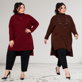 ITALIA oversized viscose mix gebreide tuniek met col  /in meerdere kleuren