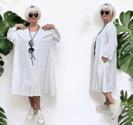 AKH oversized linnen mix A-lijn jurk/tuniek met zakken apart