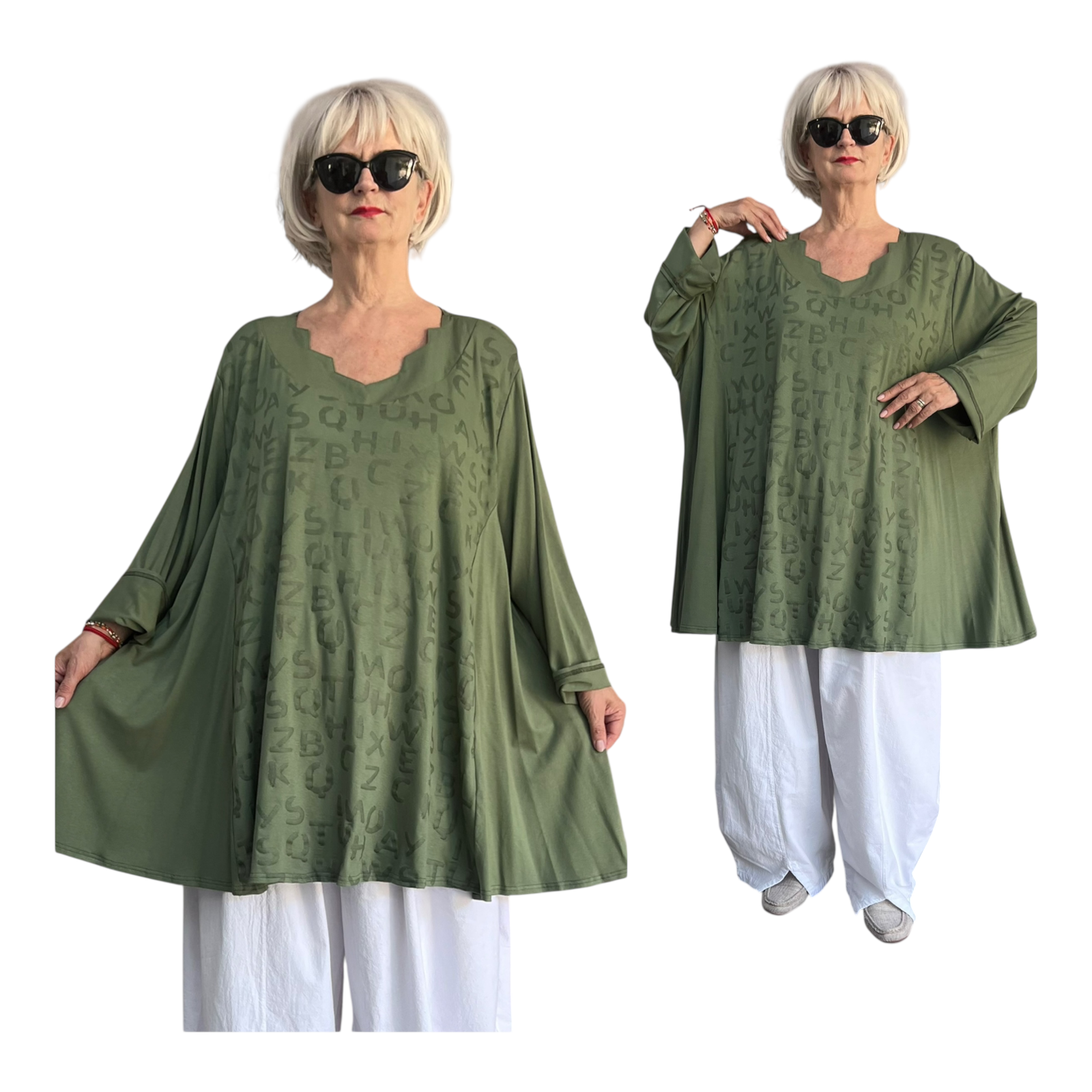 New Jersey oversized viscose A-lijn tuniek met aparte decolleté / stretch