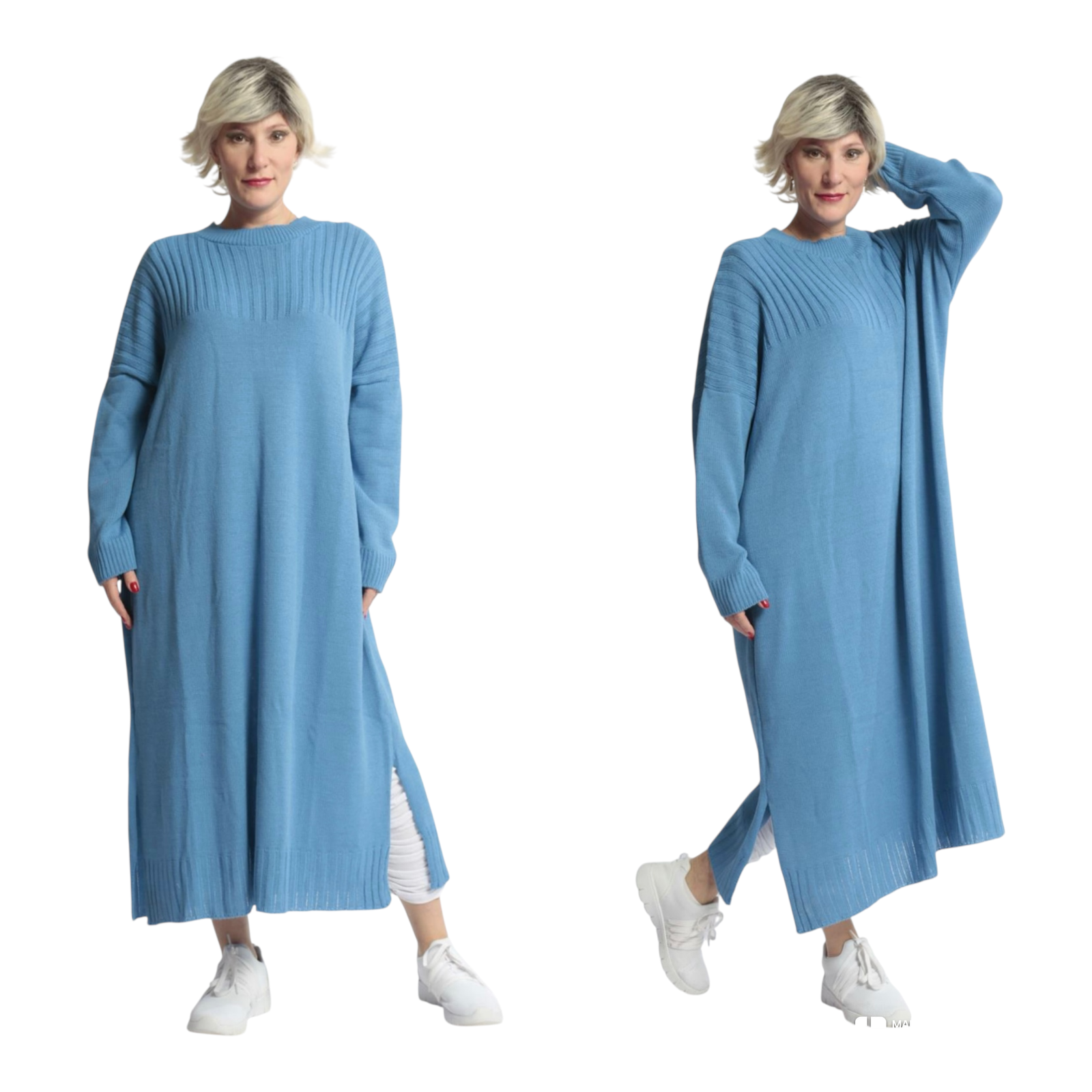 AKH gebreide oversized tuniek/jurk  apart stretch