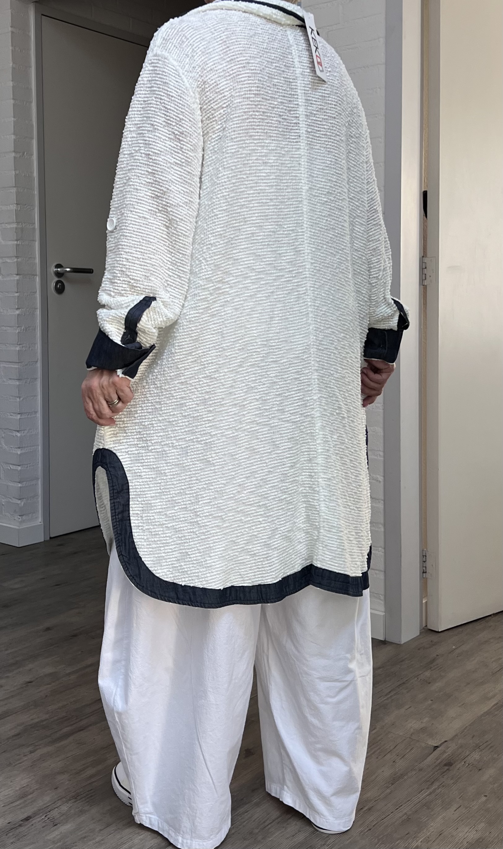 KEKOO design  oversized katoen vest/blazer wit/stretch 