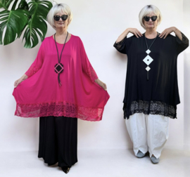 Moonshine jersey viscose A-lijn tuniek met KANT  stretch/in meerdere kleuren