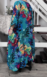 Francesca Romantica oversized A-lijn viscose chiffon overjurk met touwtjes  apart (extra groot)