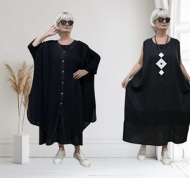 ITALIA MODA  linnen/katoen set  A-lijn blazer + jurk /in meerdere kleuren