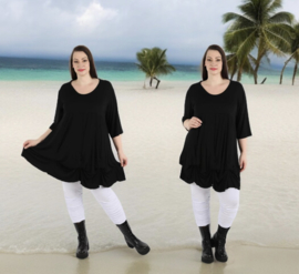 AKH jersey  viscose A-lijn tuniek/jurk apart stretch  zwart