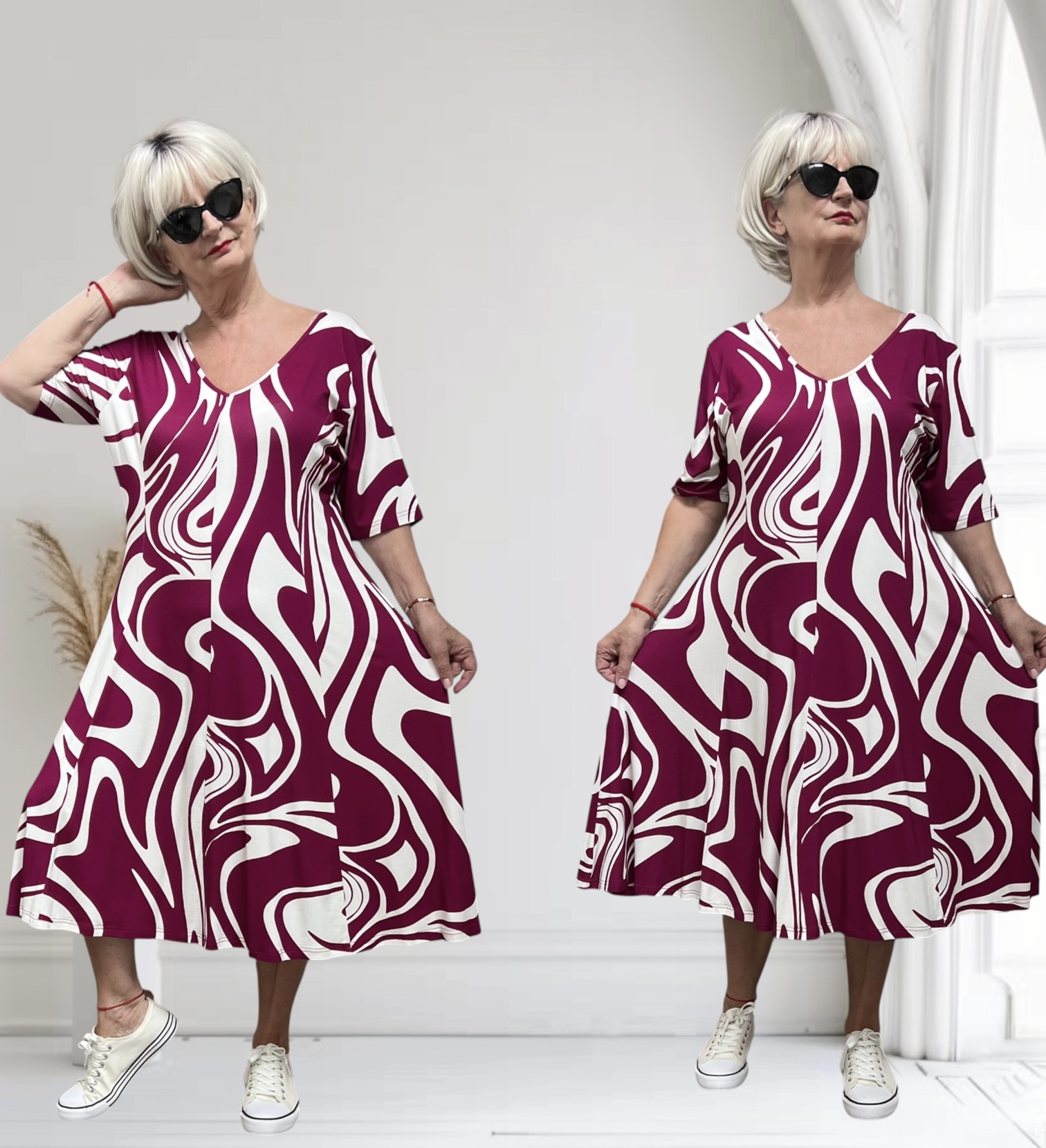 Ophilia viscose A-lijn jurk  stretch
