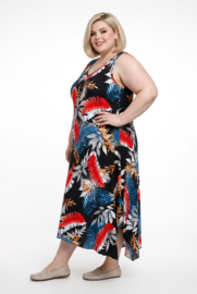 R.A.F.A.Y viscose A-lijn jurk/hemd met knoopsluiting/ stretch