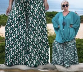 ITALY Mode jersey viscose  wijde broek apart /zeer rekbaar