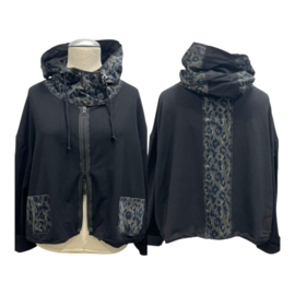 Vincenzo Allocca oversized katoen blazer met inzet van fluweel/aparte/stretch/zwart