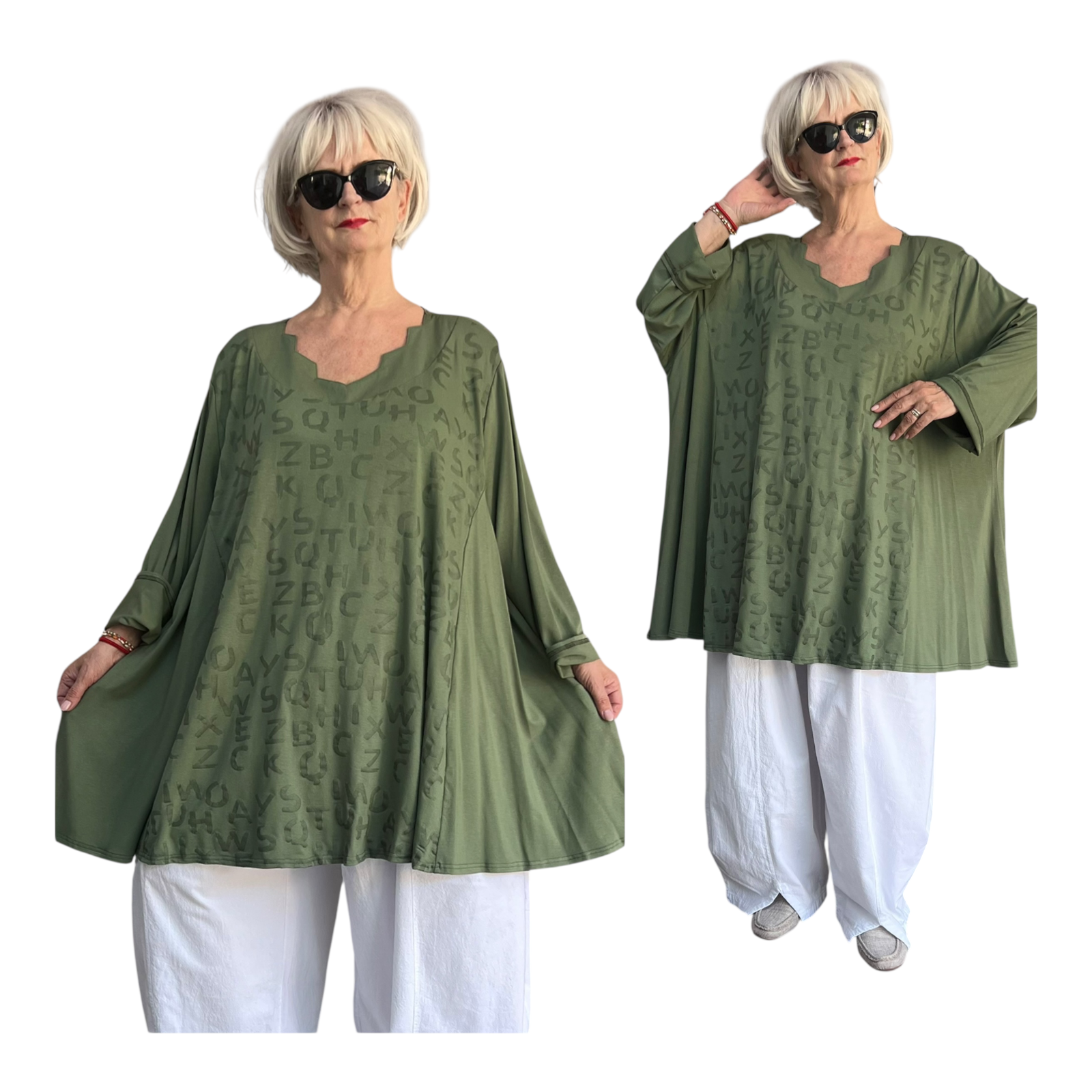 New Jersey oversized viscose A-lijn tuniek met aparte decolleté / stretch