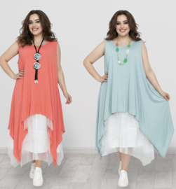 Moonshine oversized  viscose jersey tricot A-lijn tuniek apart stretch/in meerdere kleuren