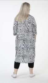 AKH oversized viscose A-lijn jurk met zakken apart  zwart/wit/stretch