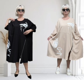 ITALIA MODA oversized katoen A-lijn jurk/tuniek stretch/in meerdere kleuren