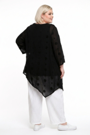 Moonshine oversized geborduurd viscose A-lijn tuniek zwart