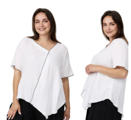 KEKOO design  oversized viscose  A-lijn top/tuniek wit/zwart