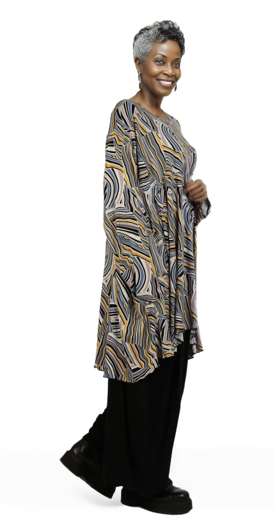 AKH oversized viscose tricot A-lijn tuniek  apart stretch