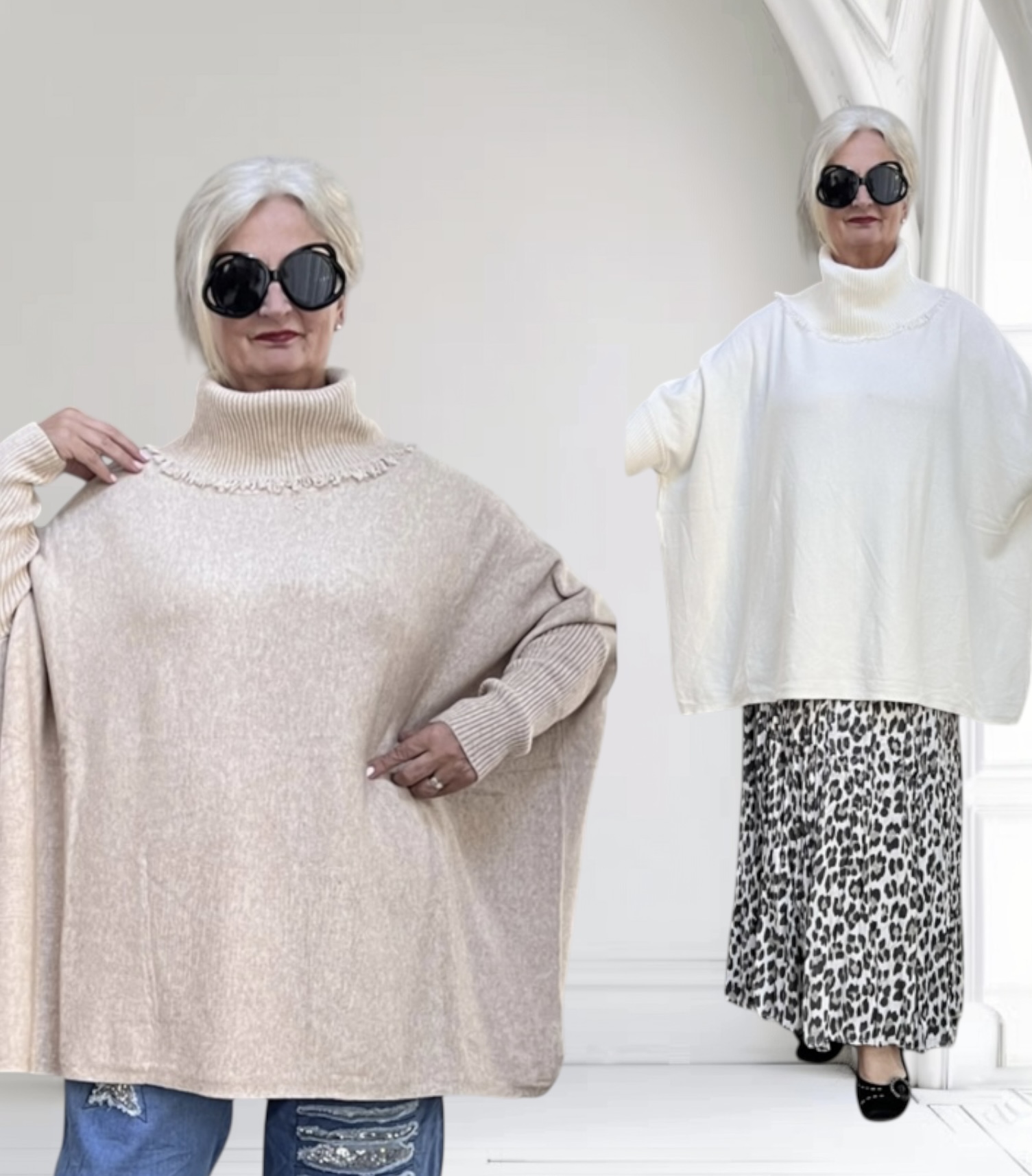 ITALIA oversized viscose mix gebreide top/tuniek met col  /in meerdere kleuren