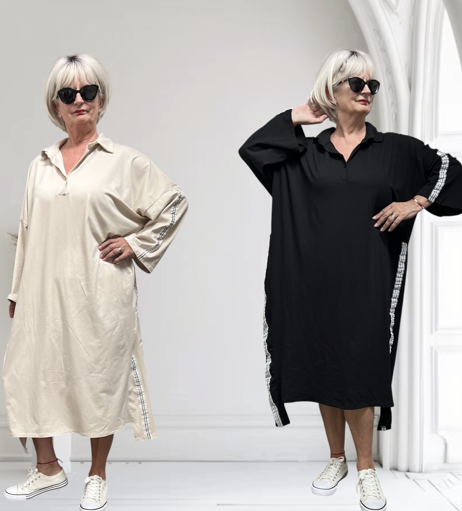 ITALIA viscoser jurk met bis stretch/apart/in meerdere kleuren